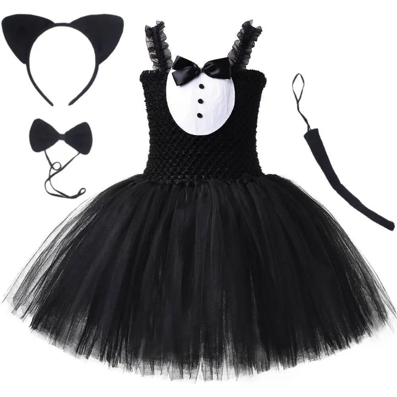 White Black Cat Tutu Dress for - مراجعة Baby Clothing For Girls وسعره