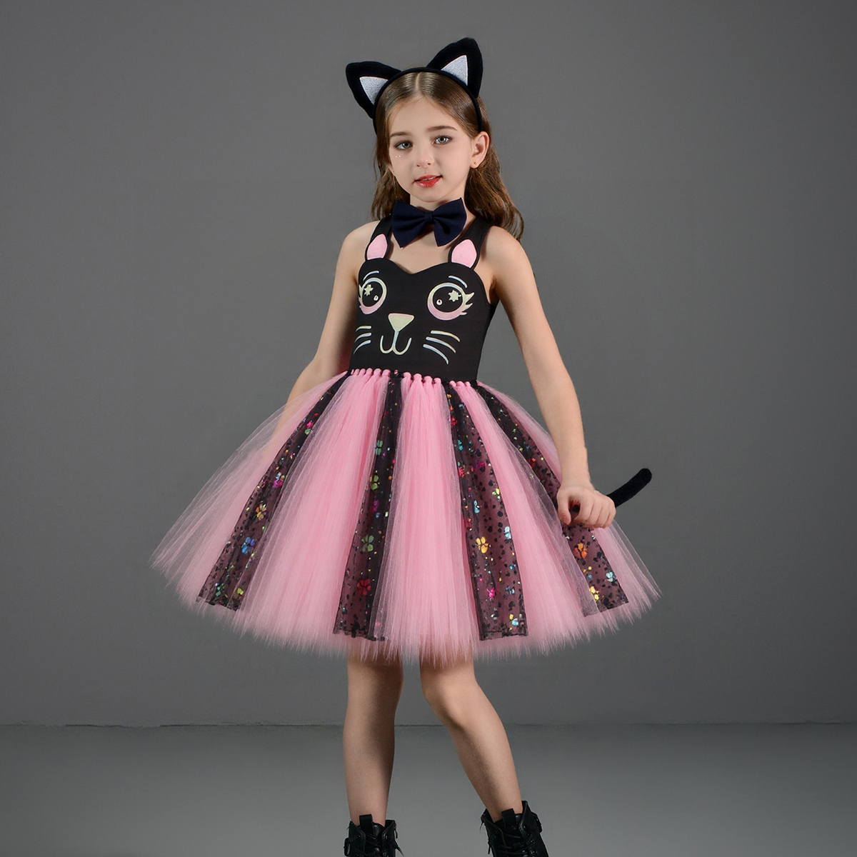 Pink Black Cat Tutu Dress for  - مراجعة Baby Clothing For Girls وسعره